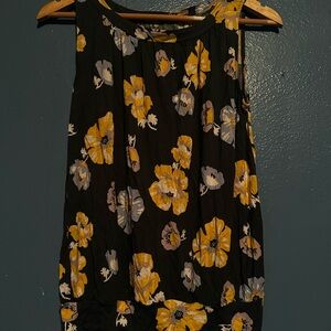Sleeveless Floral Print LOFT Top - Blue and Yellow